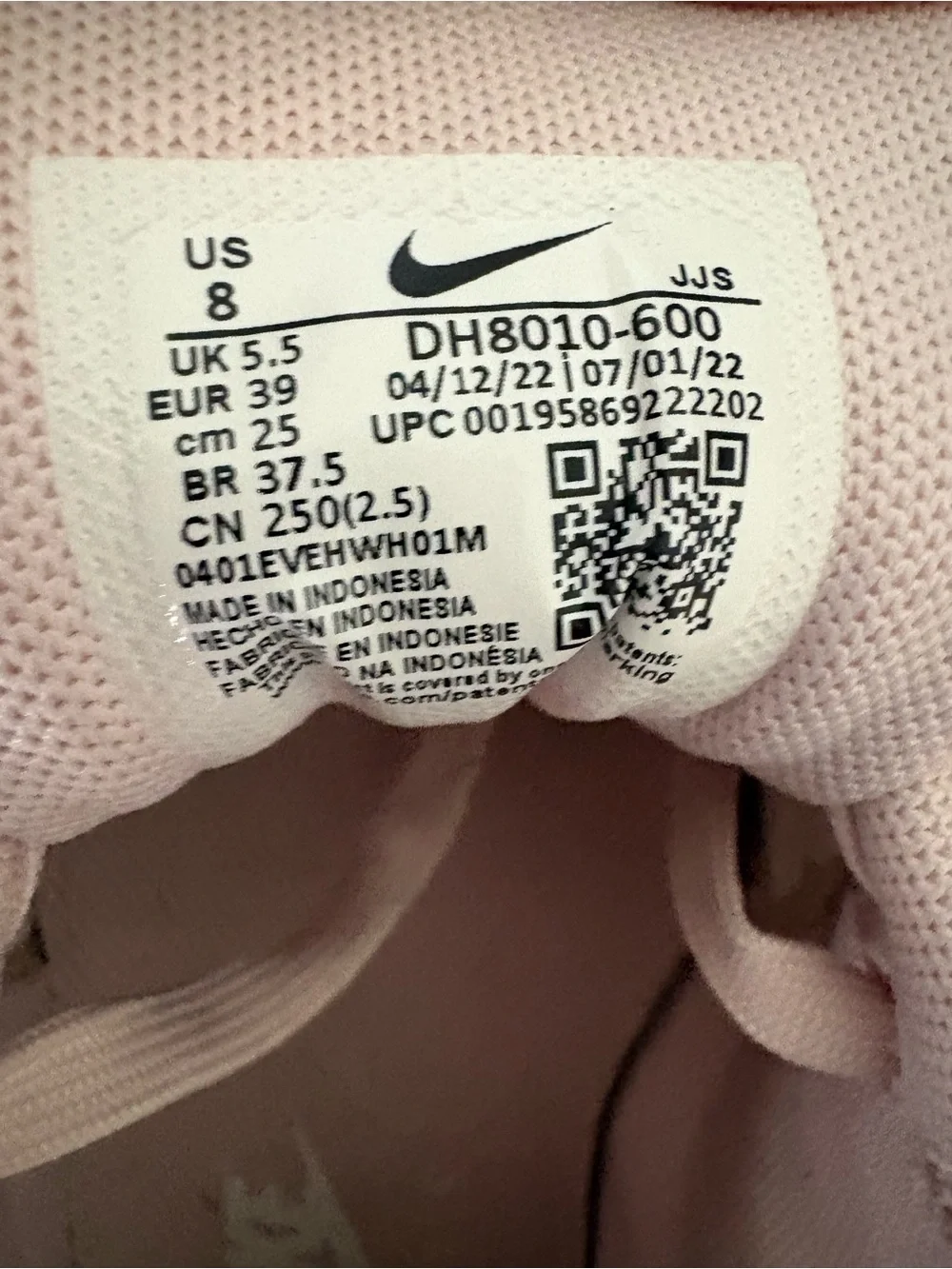 Nike Air Max 90 Barely Rose Pink White Women’s Size 8 DH8010-600